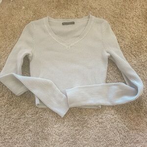 Brandy Melville Gray V-Neck Sweater